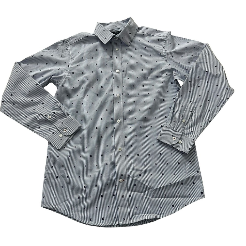 67-40 Tommy Hilfiger Blue Striped Button Up Shirt Youth Size 16